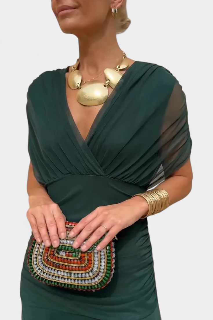 Fabric detail of lightweight flowing maxi dress