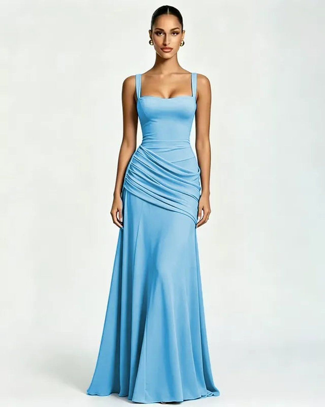 Classic square neck cut on women's fashionable maxi dress