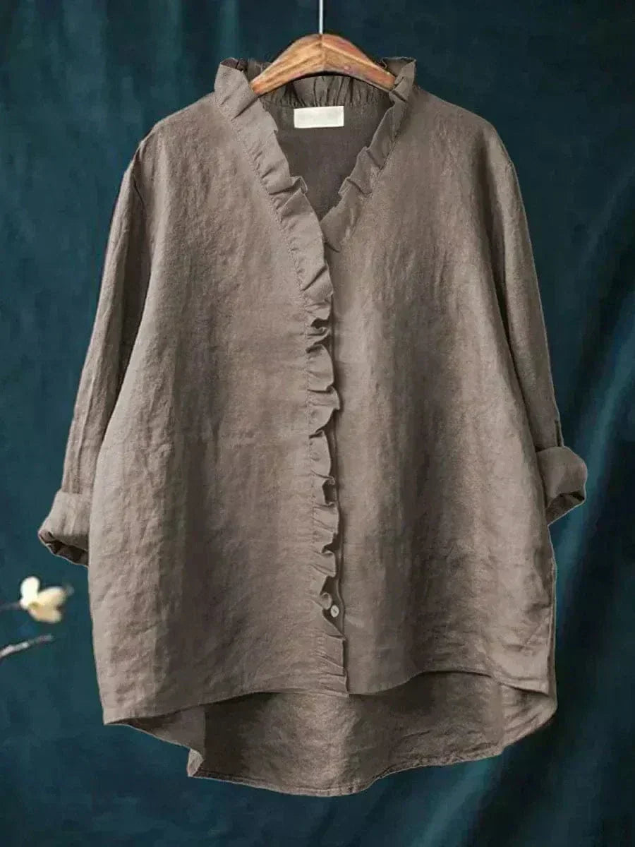 Casual wear womens summer top with short ruffle sleeves