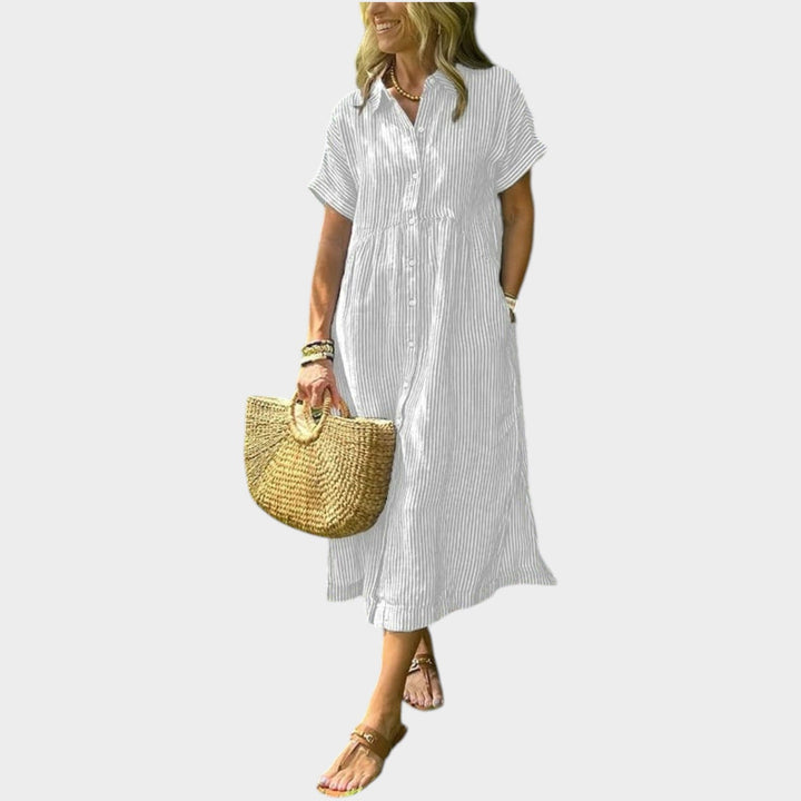 Elegant striped shirt dress with collar for everyday womens fashion