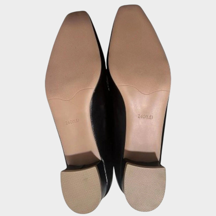 Close up of decorative strap detail on women's orthopedic footwear