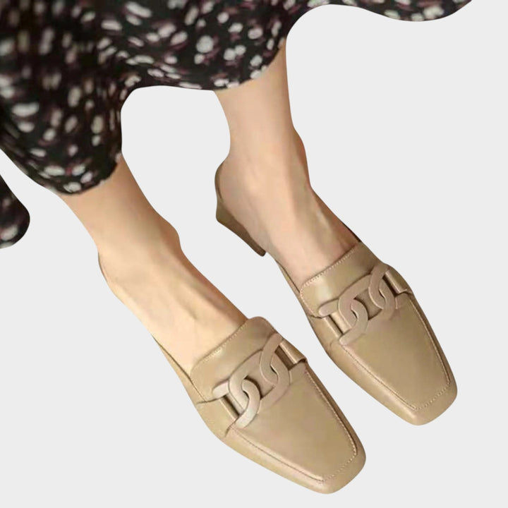 Detailed shot of premium upper material on stylish women's shoes