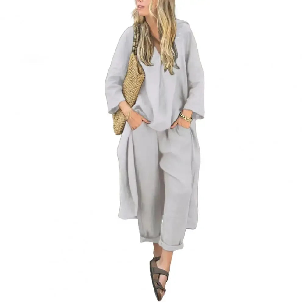 Modern casual wear featuring a trendy long vest and wide-leg pants outfit