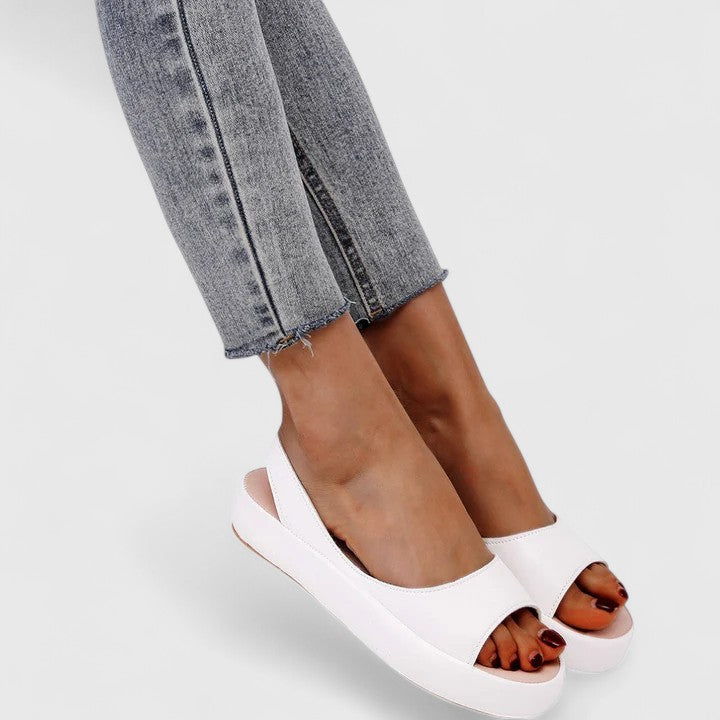 Side view of womens slingback flatform sandals casual footwear