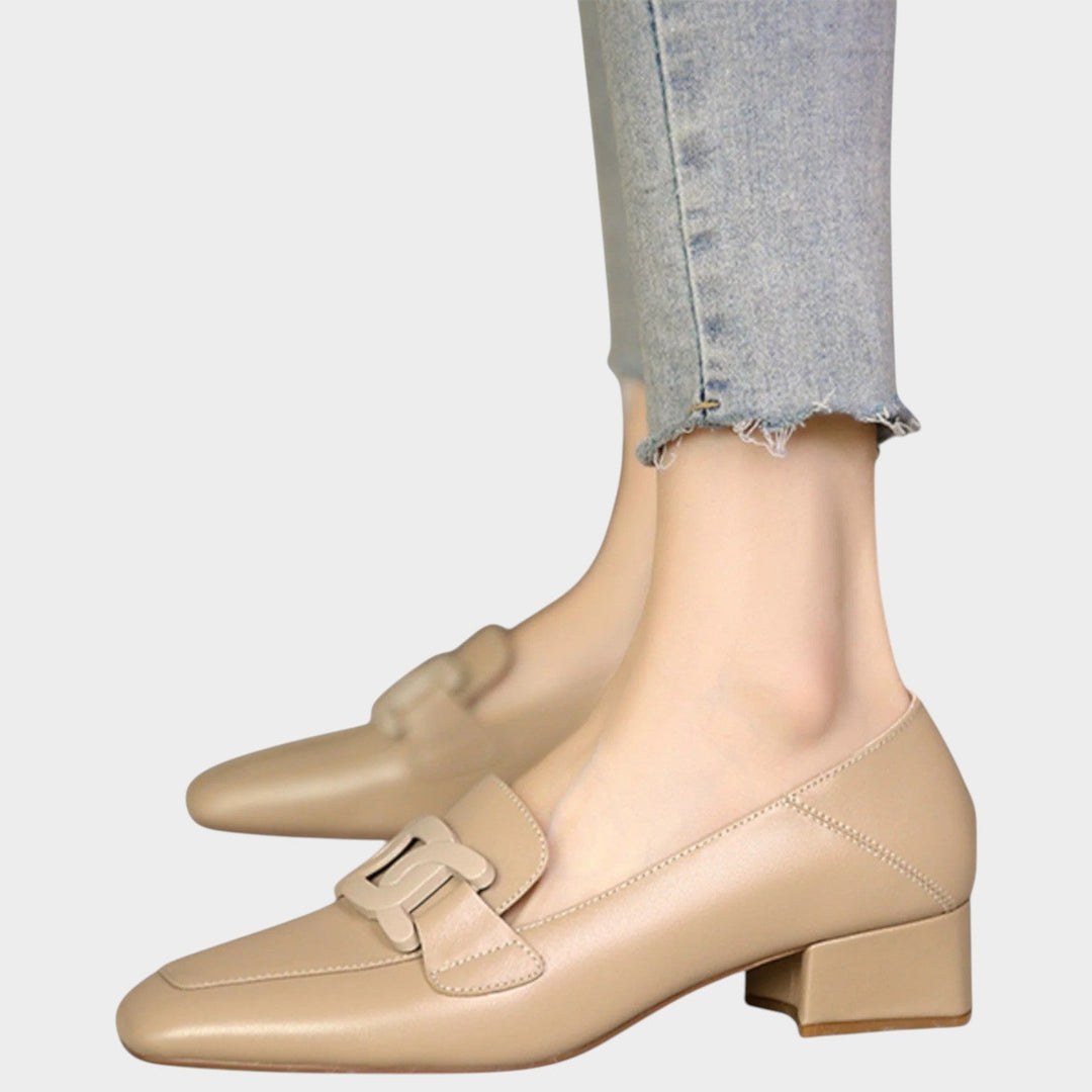 Top down view of casual women's orthopedic footwear on clean background