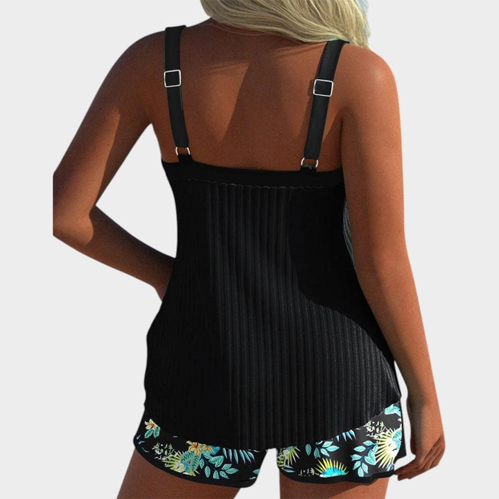 Summer fashion floral print tankini swimwear with comfortable shorts