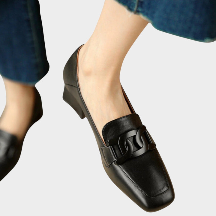 Interior view showcasing soft cushioned insole of women's loafers