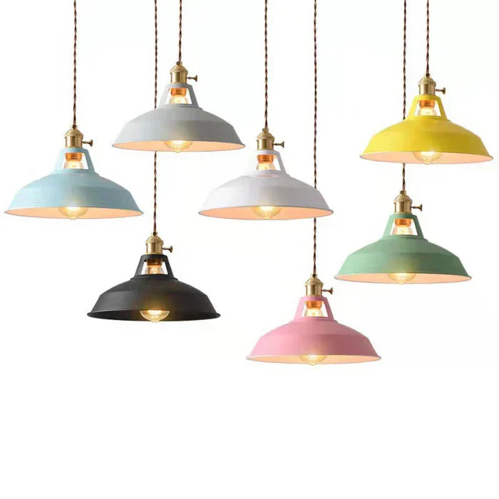 Close-up of the metal fixture and hardware on the retro ceiling lamp