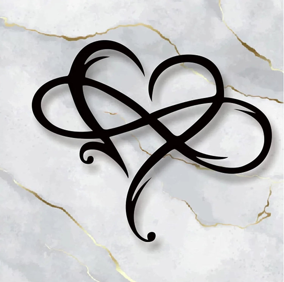 Graphic rendering of the elegant interwoven heart and infinity symbol art
