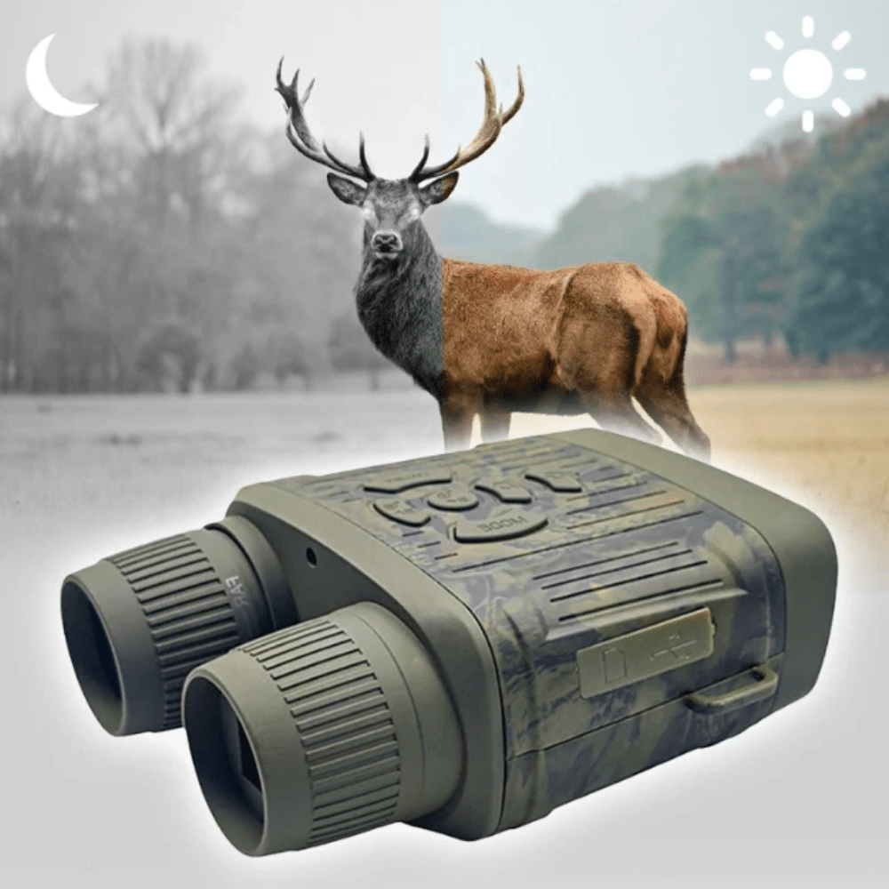 Infrared night vision binoculars showing day and night wildlife observation modes
