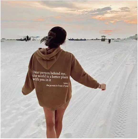 Women's casual slogan hoodie pullover in soft fabric