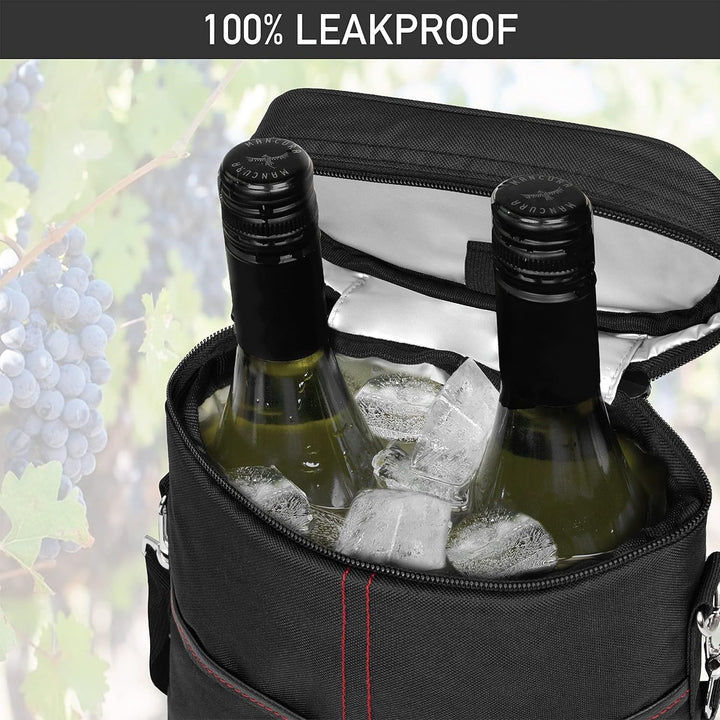 Wine cooler bag interior thermal insulation for temperature control
