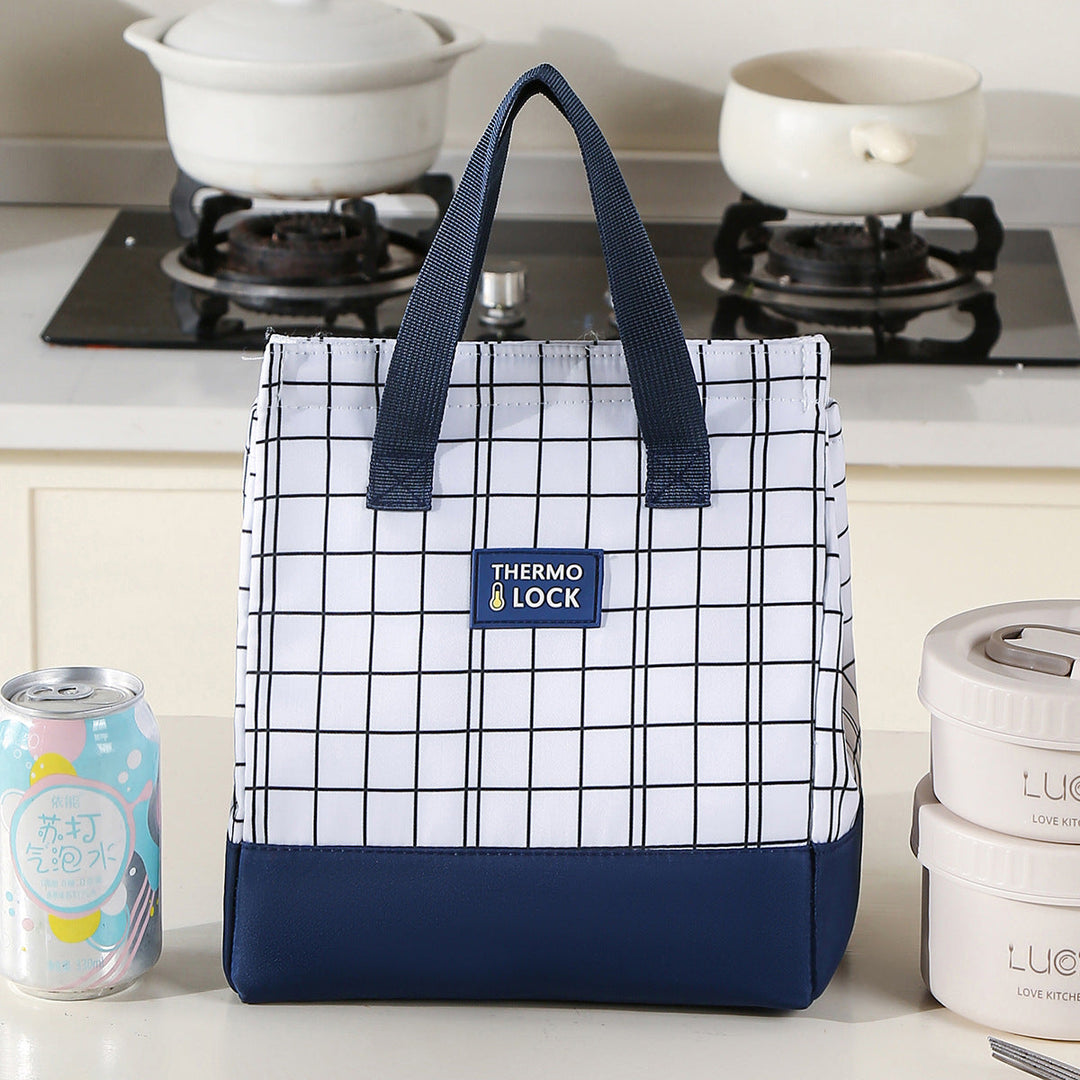 Insulated lunch cooler tote bag for women showing interior thermal lining