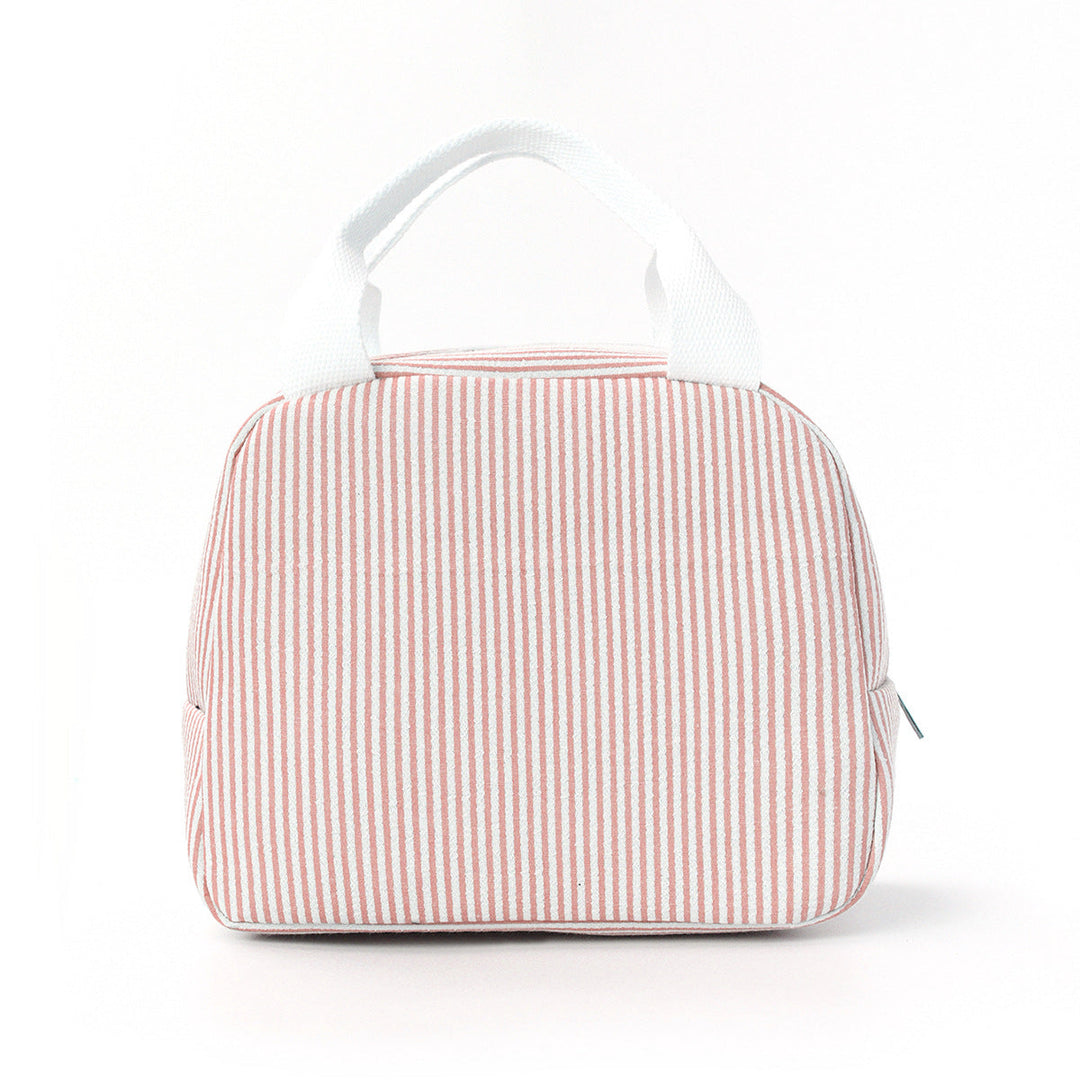 Thermal lunch tote showing durable zipper closure and sturdy handles