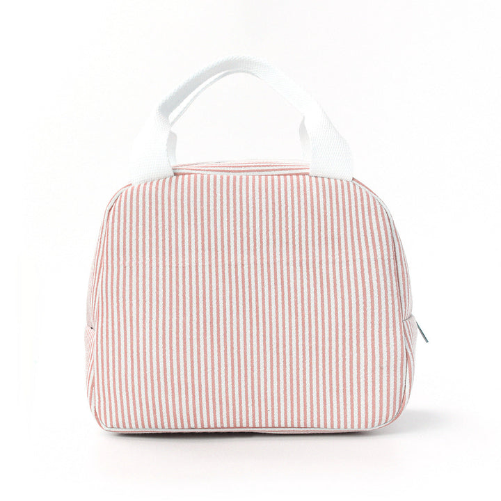 Thermal lunch tote showing durable zipper closure and sturdy handles