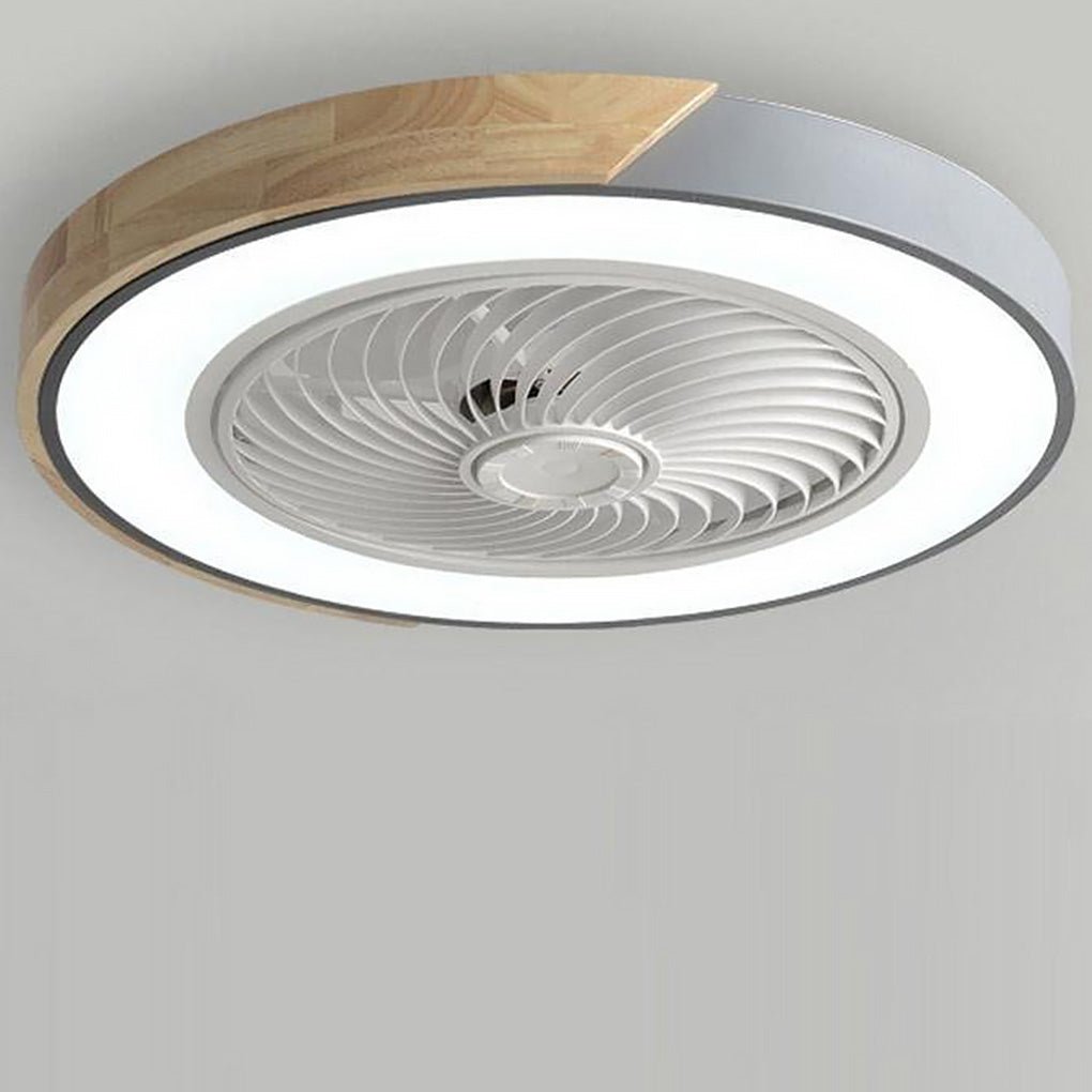 Round integrated LED bladeless ceiling fan light with gray frame