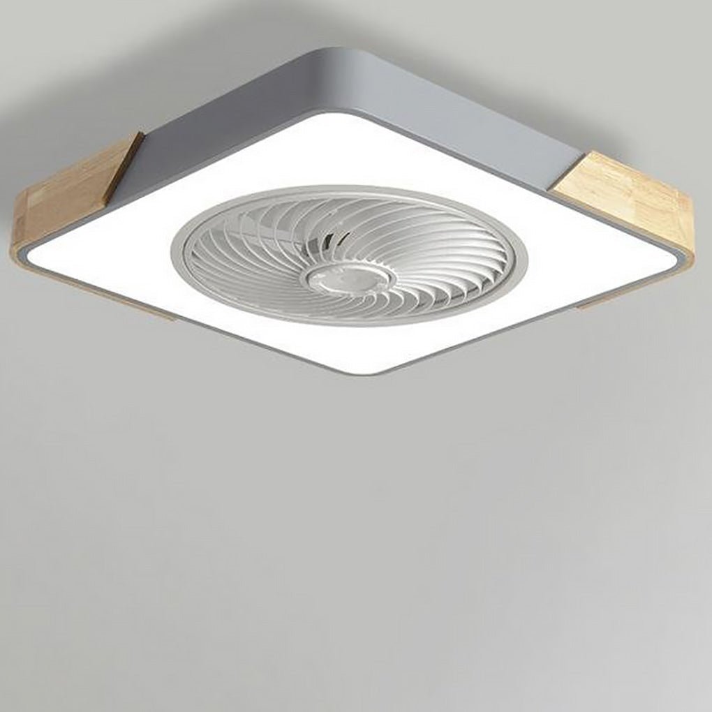 Square integrated LED bladeless ceiling fan light with gray frame