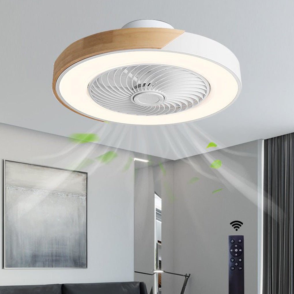 Minimalist remote control ceiling fan with energy-efficient LED light in white finish