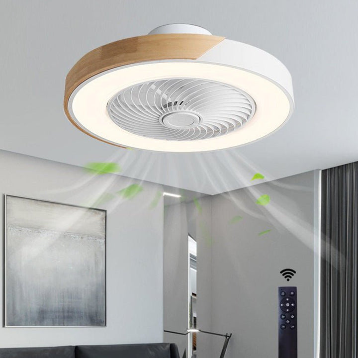Minimalist remote control ceiling fan with energy-efficient LED light in white finish
