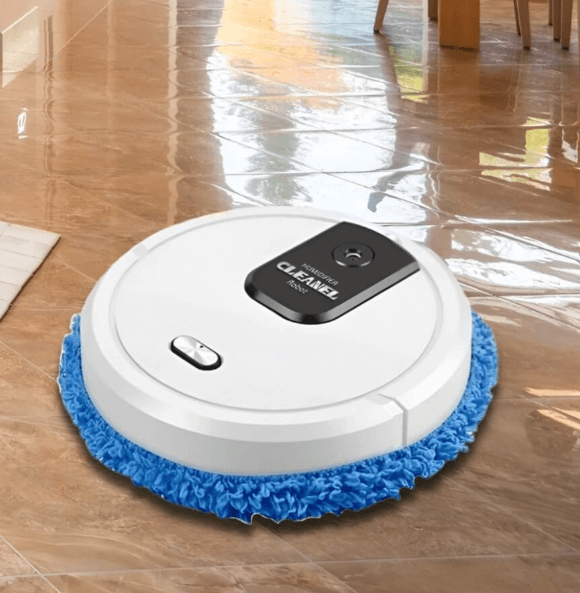 Automatic vacuum and robot mop unit docked at its charging station