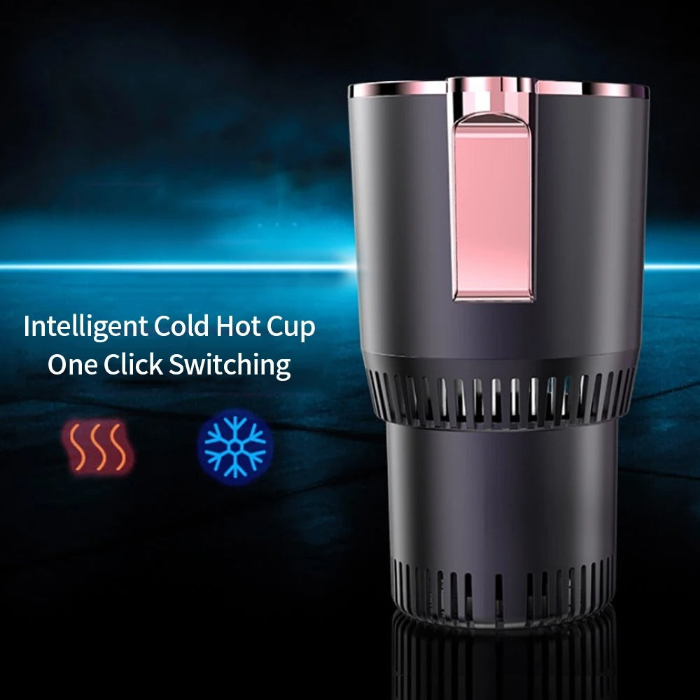 Smart cold and hot car cup with heating and cooling indicators