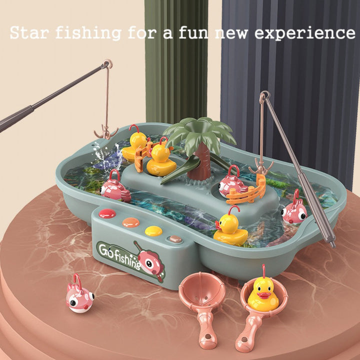 Educational kids fishing game set with magnetic ducks and fishing rods