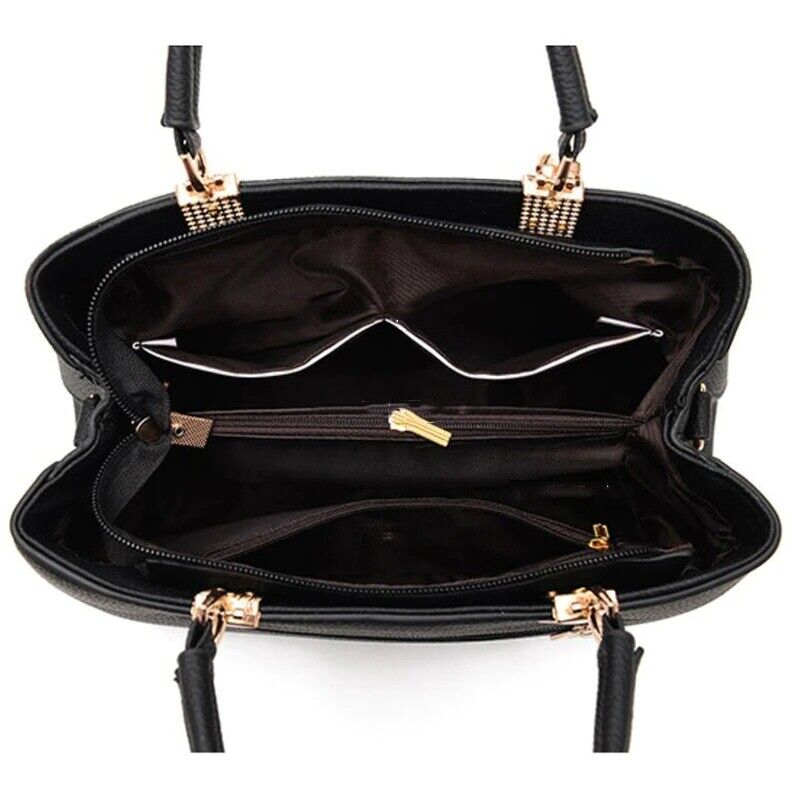 Top zipper closure detail on women's designer-style crossbody purse