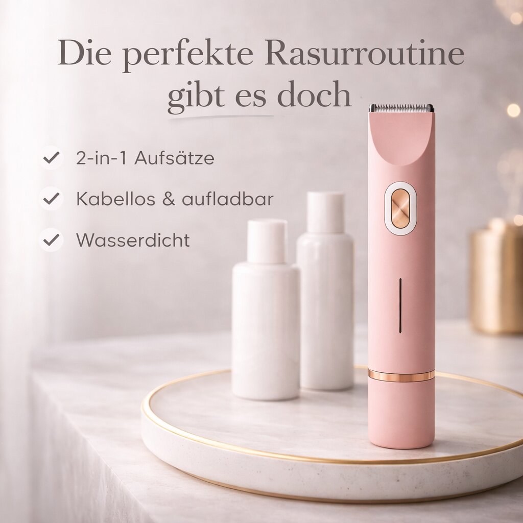 Complete set of women's intimate shaver with cleaning brush and attachments
