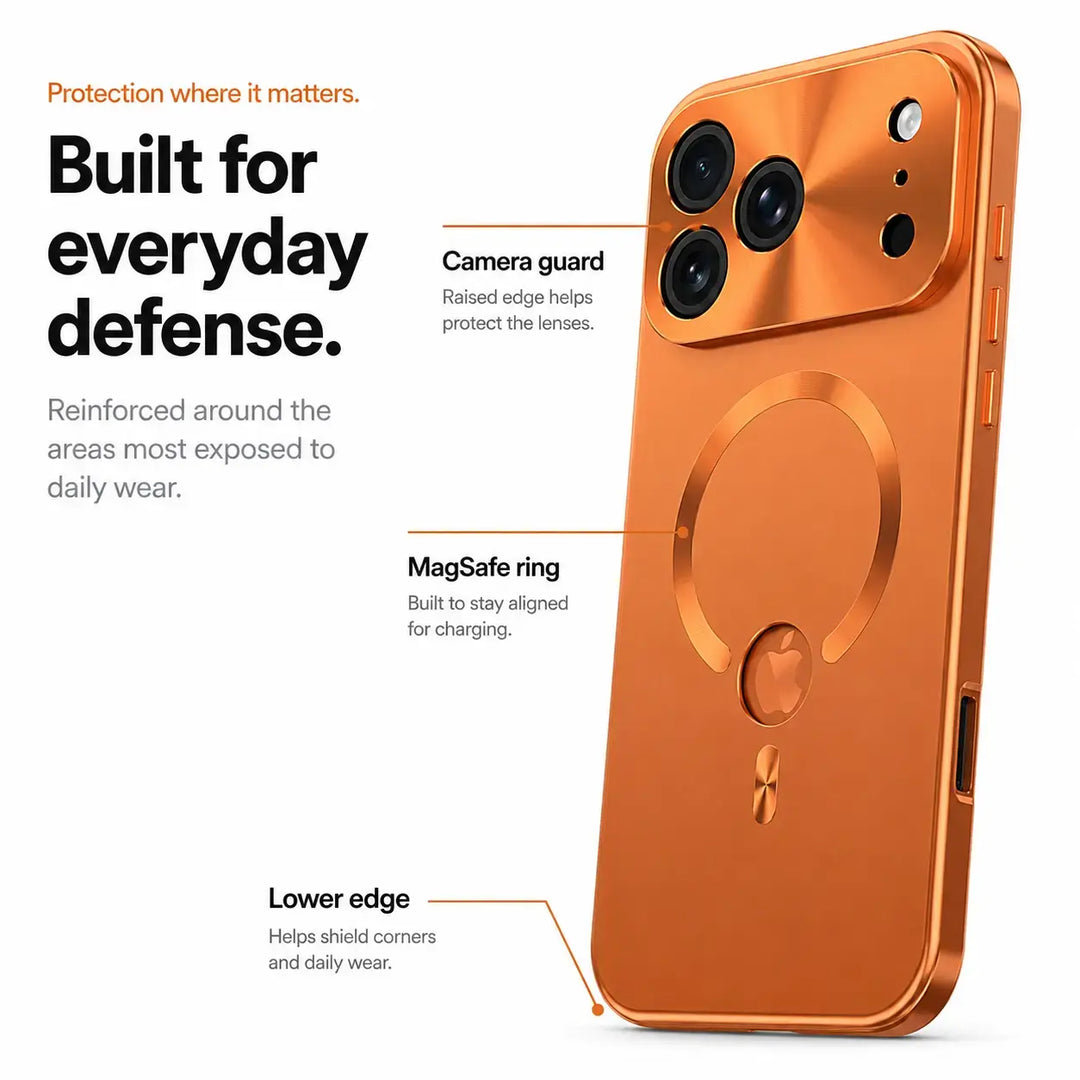 Anti-peep magnetic iPhone cover in classic metallic finish