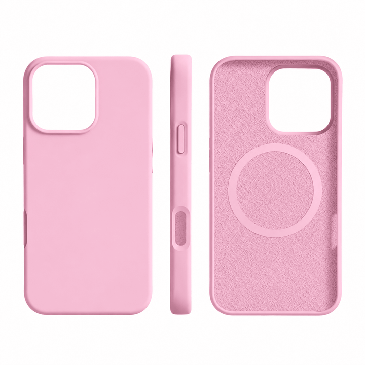Silicone iPhone case in matte texture highlighting camera protection bezel