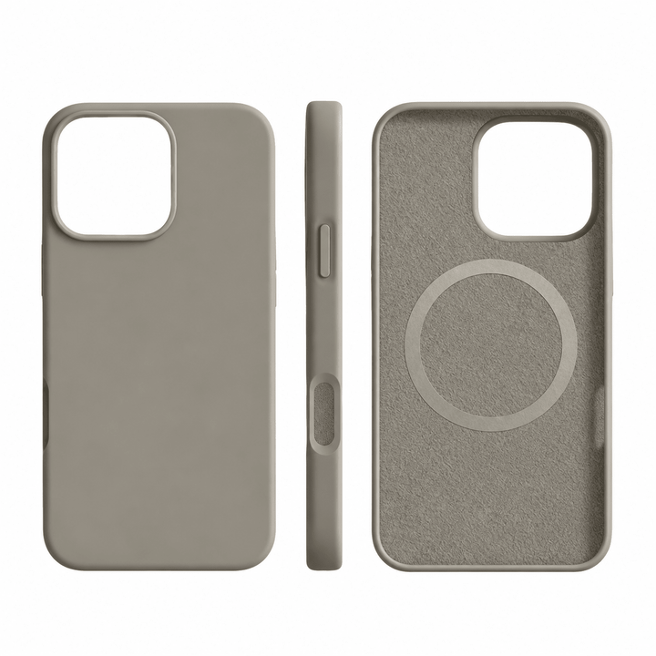 Matte finish iPhone case with MagSafe compatibility and wireless charging support