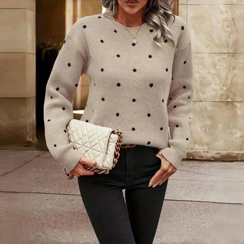 Wilma | Women’s Polka Dot Long Sleeve Pullover Sweater