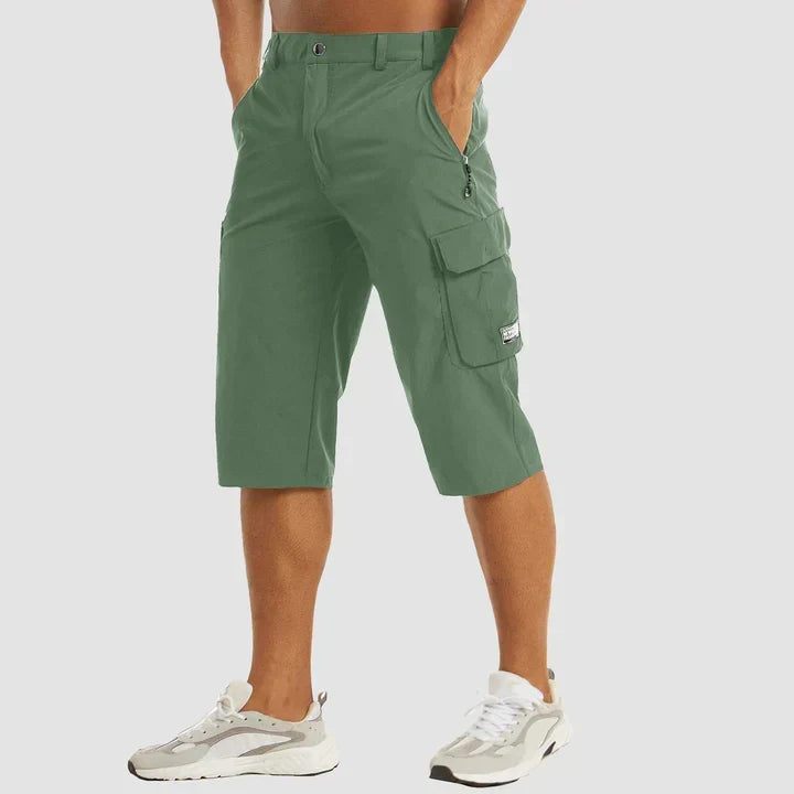 Utility shorts for men featuring multiple side pockets