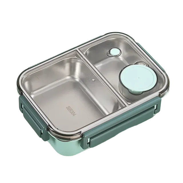Insulated stainless steel bento lunch box in green color