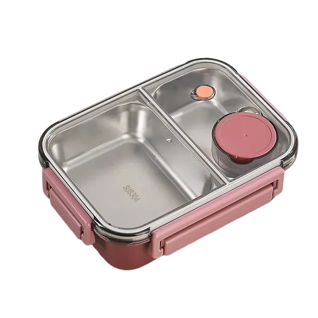 Insulated stainless steel bento lunch box in pink color