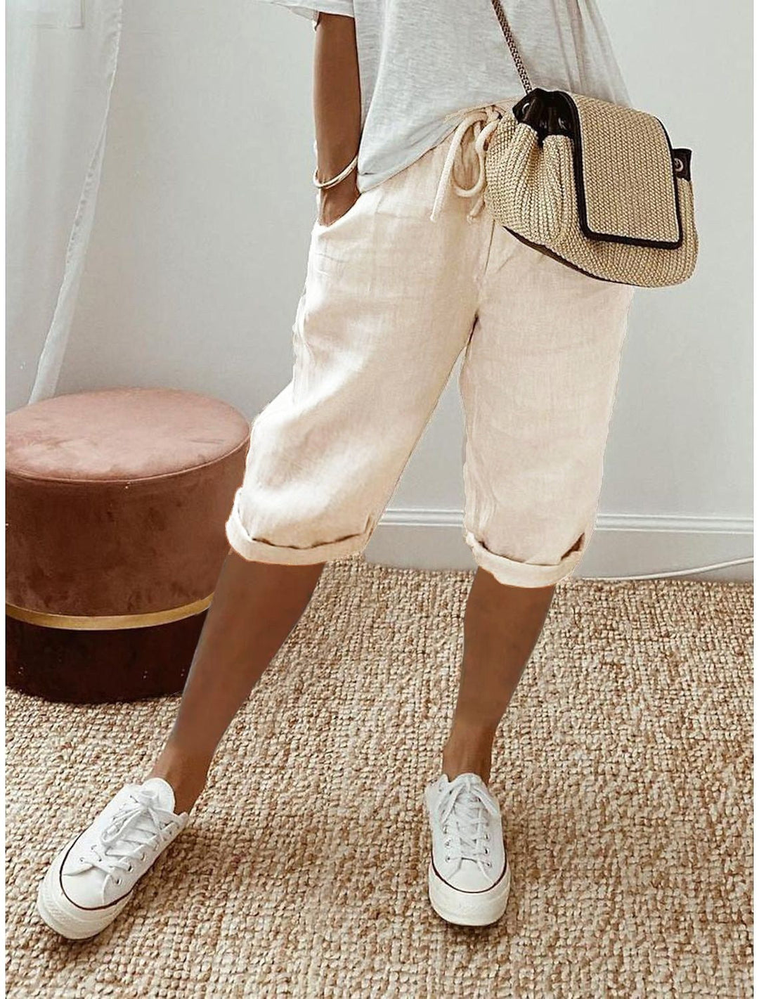 Flat lay of women shorts featuring casual style and relaxed fit