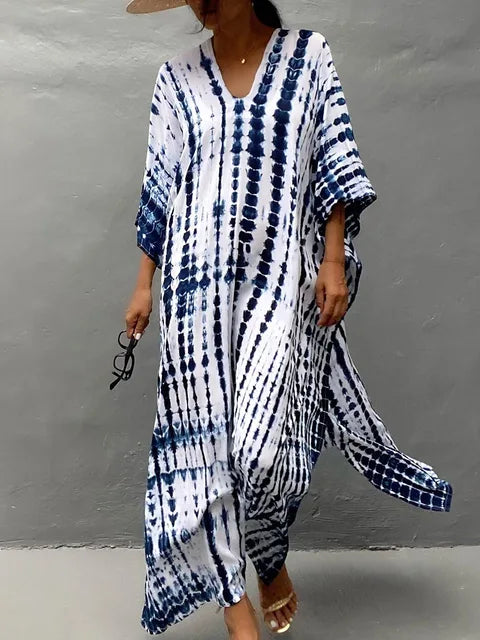 Bohemian kaftan maxi dress for women in a flowing vacation style