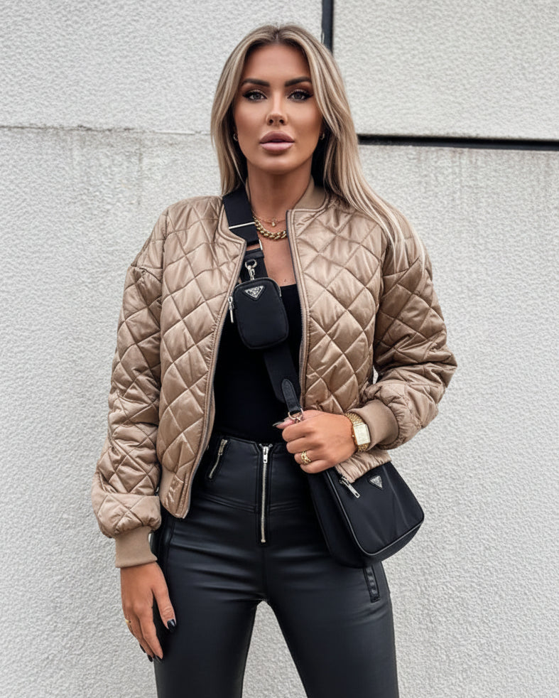 Winona | Women’s Quilted Long Sleeve Bomber Jacket
