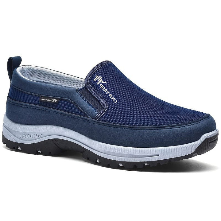 Mens slip-on comfort walking shoes in casual style with supportive orthopedic design for daily wear