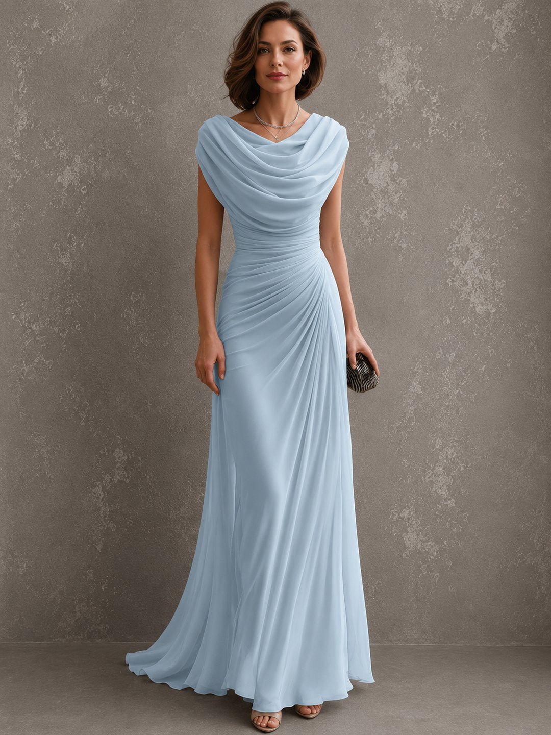 Close up fabric detail of stylish womens casual long dress