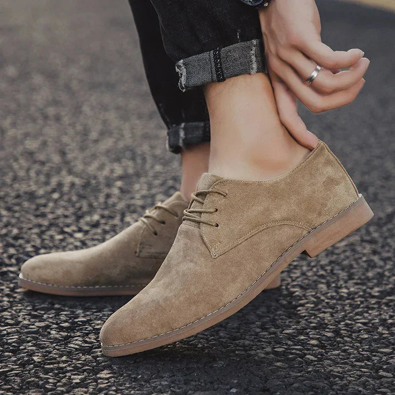 Men business casual oxford shoes showing side profile and heel detail