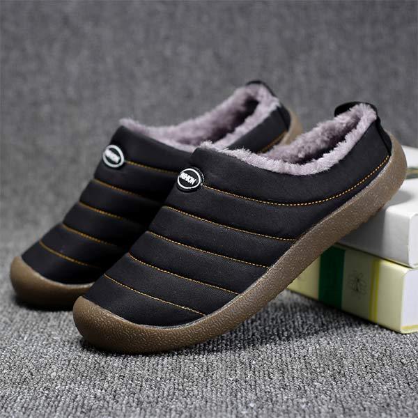 Mens slippers with thick faux fur lining for cold weather