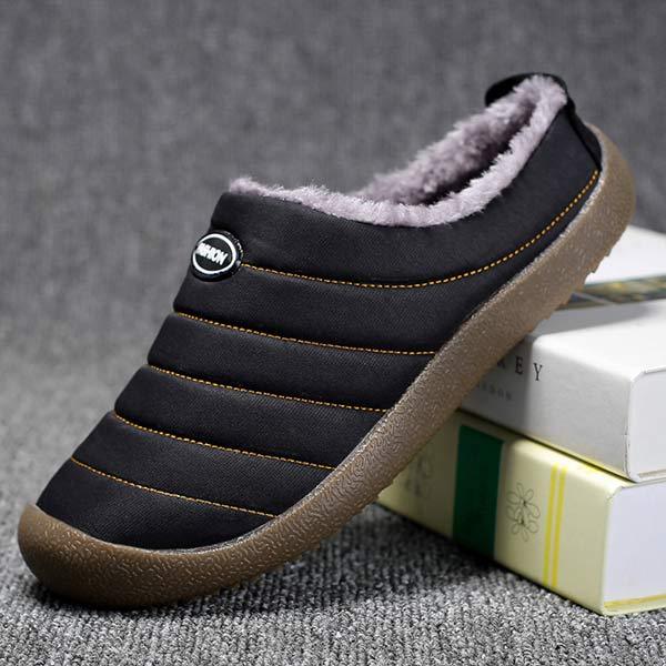 House shoes for men with durable rubber outsole for quick outdoor trips