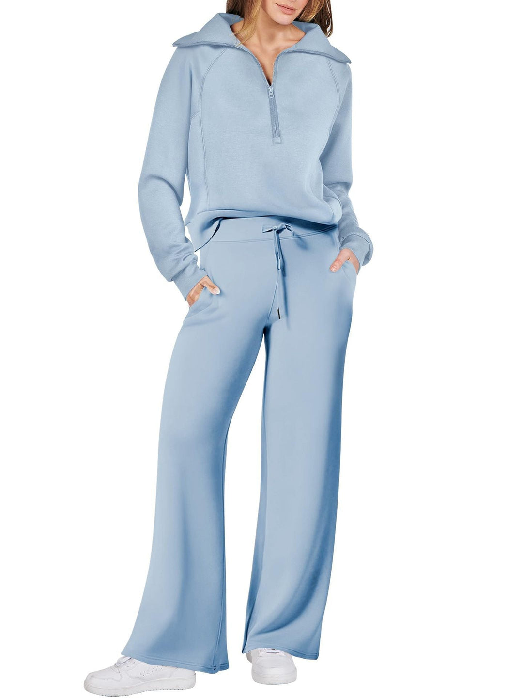 Full outfit display of the womenswear tracksuit laid flat for styling inspiration