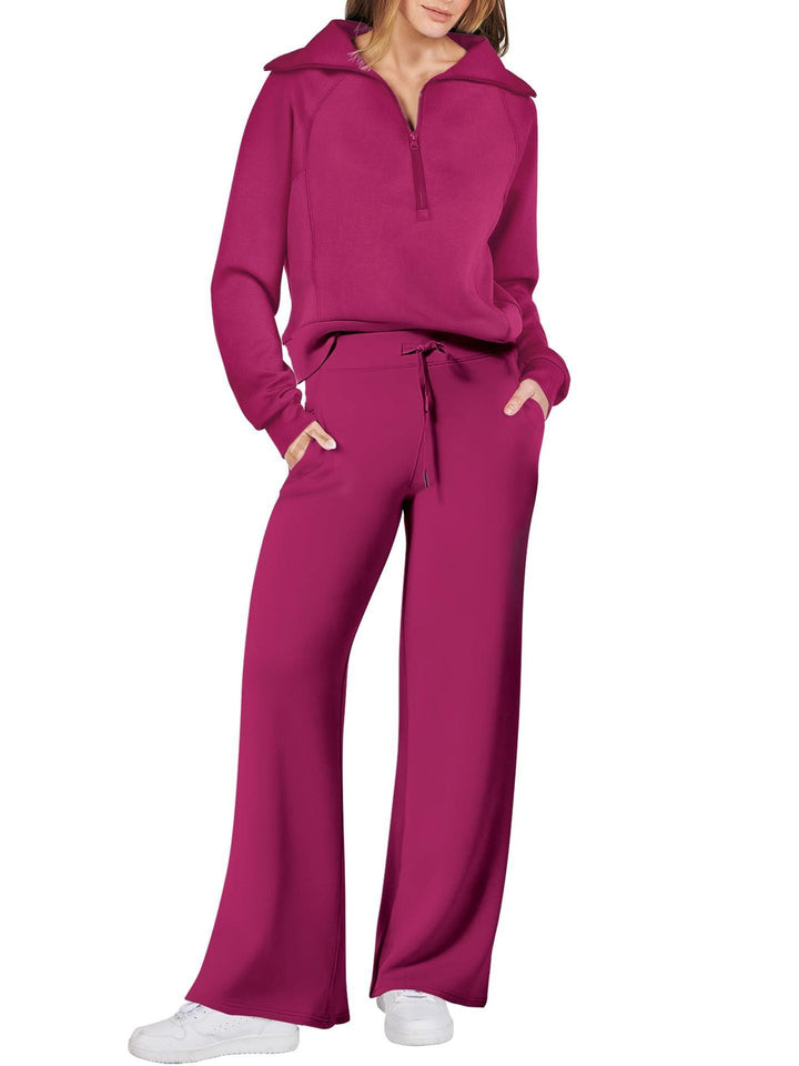 Close-up fabric texture of the soft women's loungewear tracksuit material