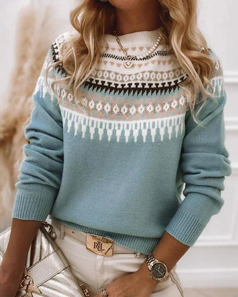 Sarah | Women’s Fair Isle Round Neck Sweater