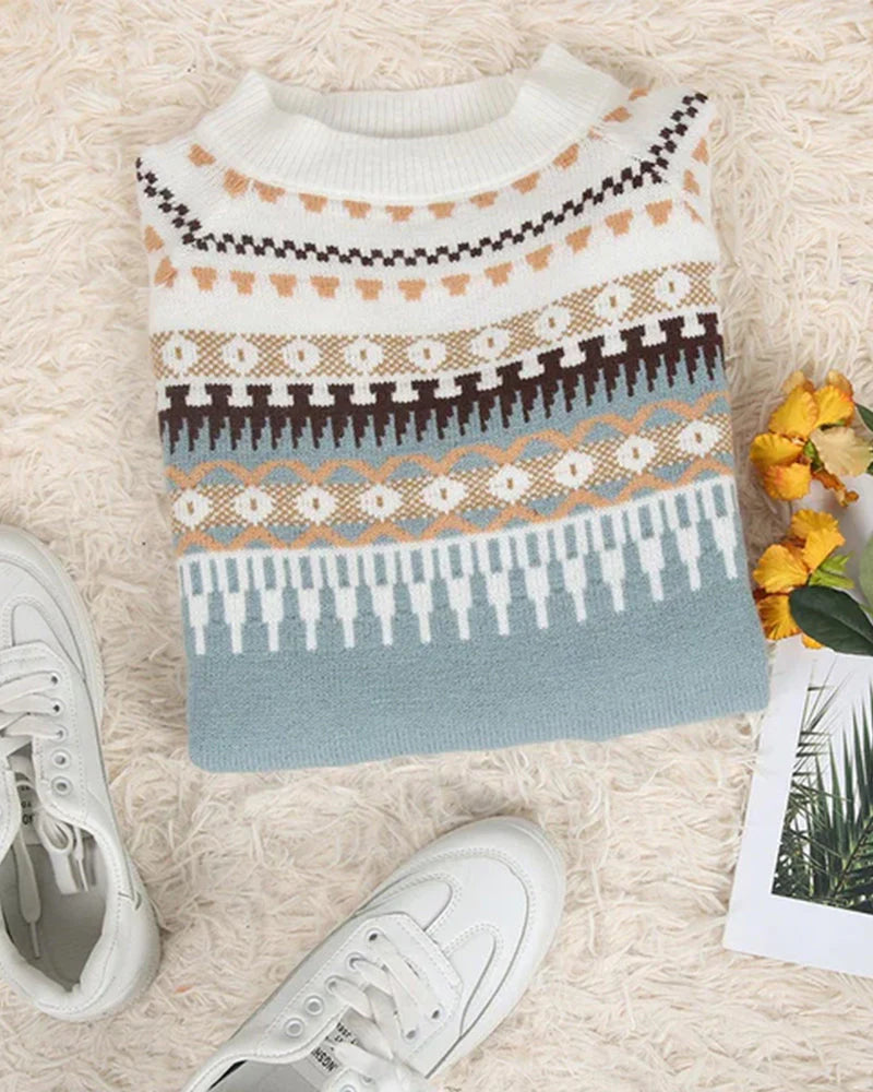 Sarah | Women’s Fair Isle Round Neck Sweater