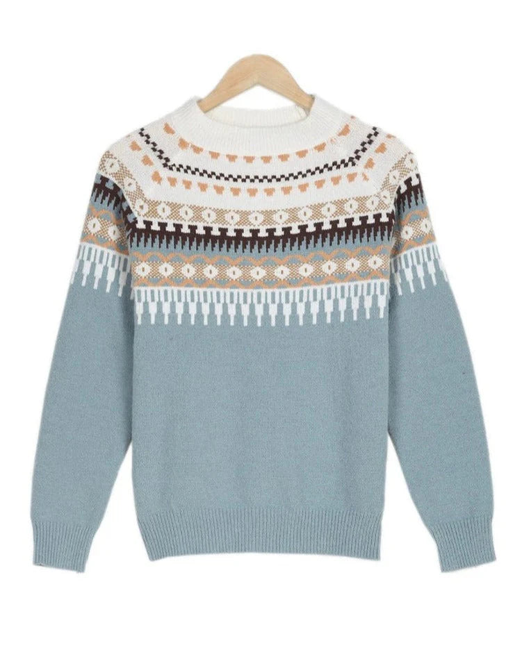 Sarah | Women’s Fair Isle Round Neck Sweater