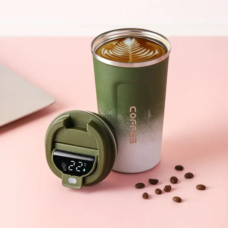 Durable kitchen accessory insulated travel mug with smart display