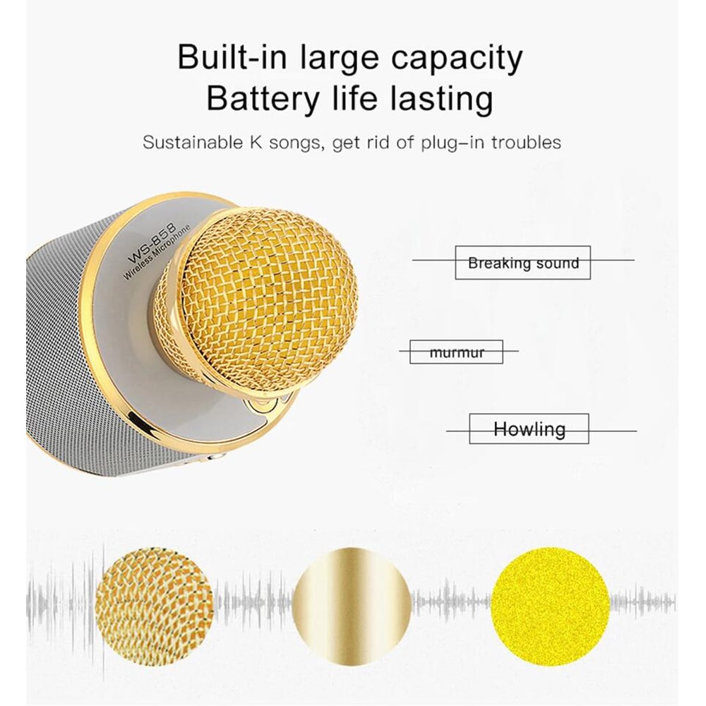 Singing microphone with bluetooth connectivity and compact speaker design
